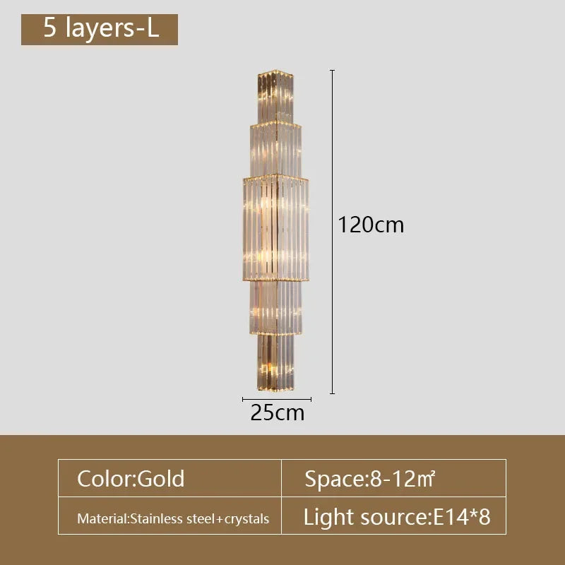 Sparkling Crystal Column Wall Light With Soft Glow