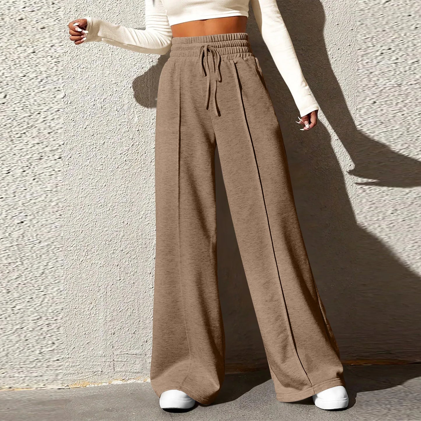 Comfortable Elastic Waist Wide Leg Joggers