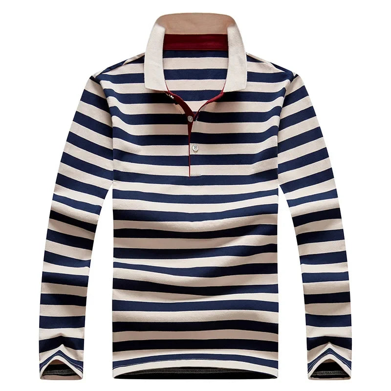 Classic Men's Striped Polo Cotton Shirt
