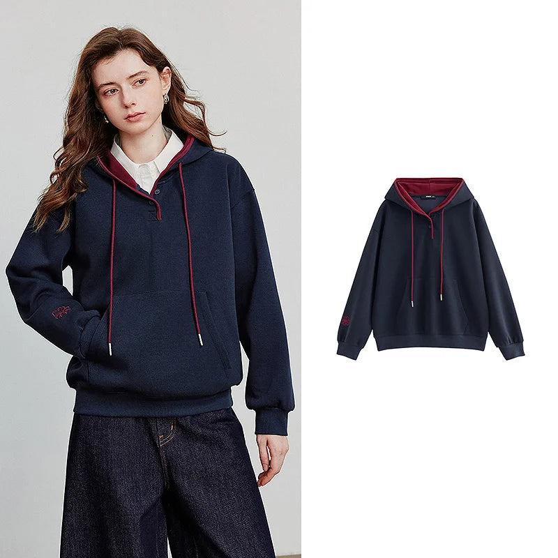 Ladies' Stitched Colorblock Hooded Sweatshirt