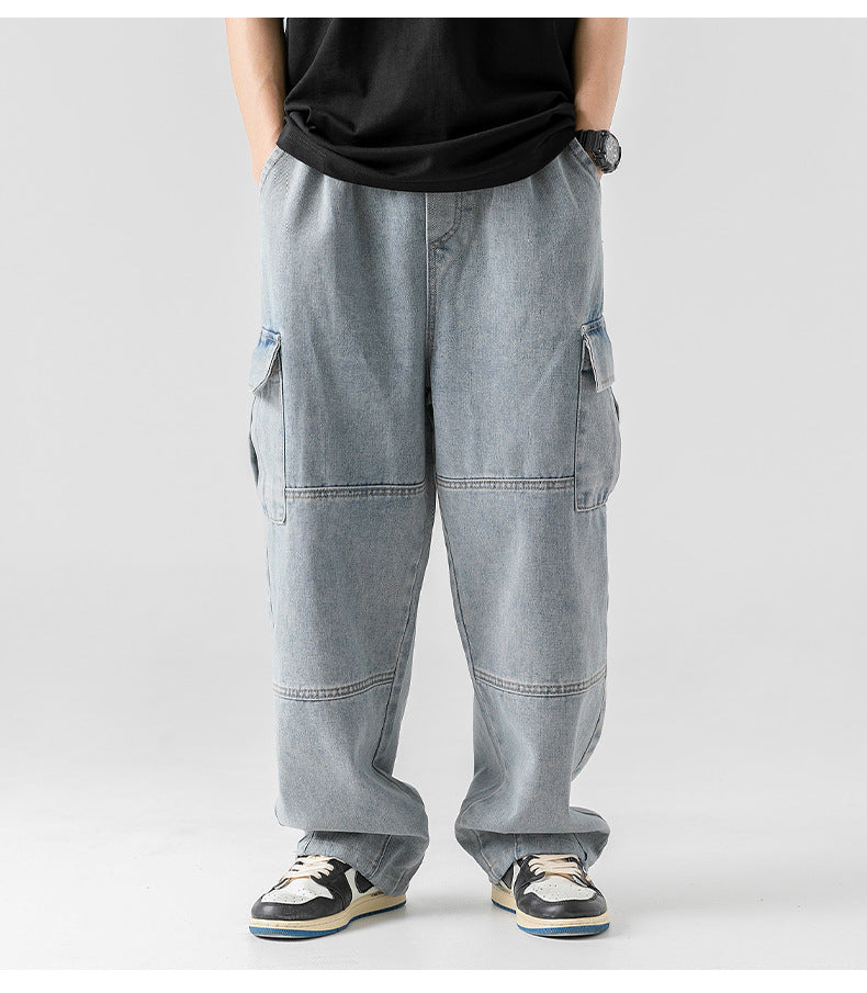 Comfortable Straight Fit Cargo Jeans for Men