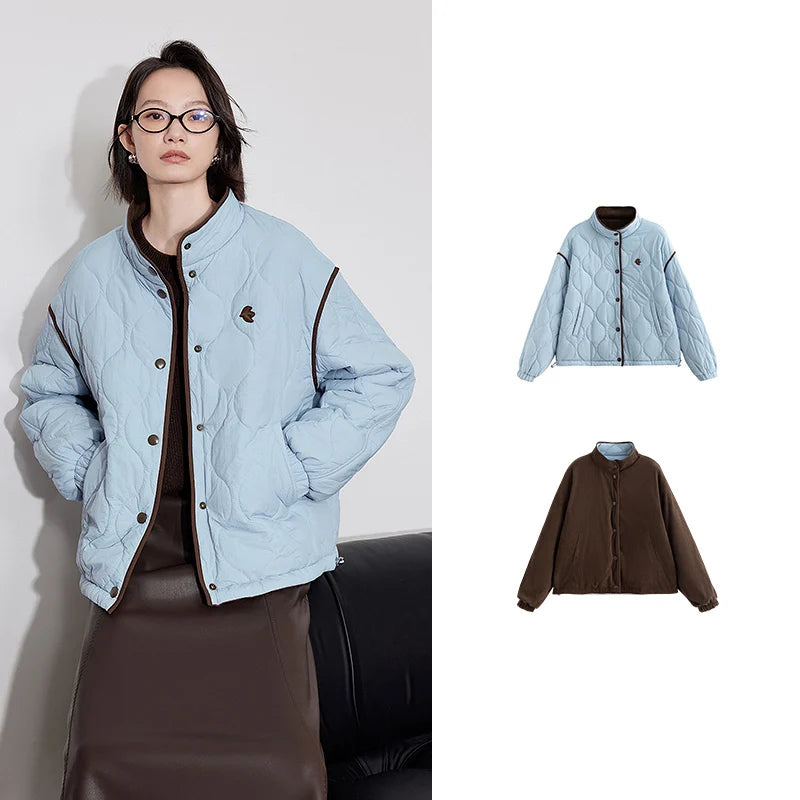 Bold Two-Tone Thick Wool Women's Parka Coat