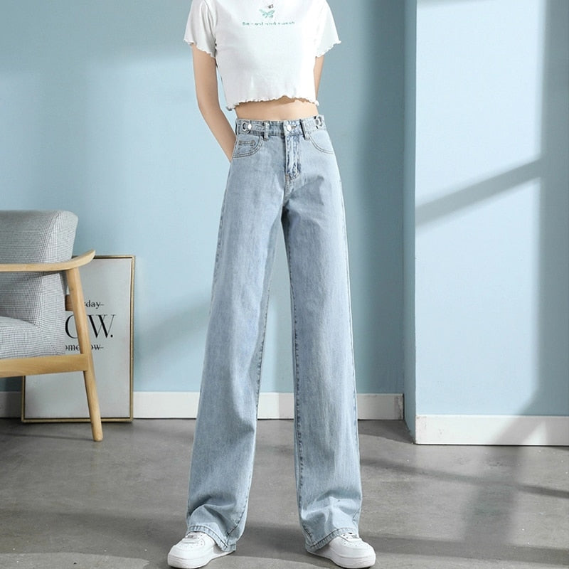Comfortable High Waisted Wide Leg Jeans for Women