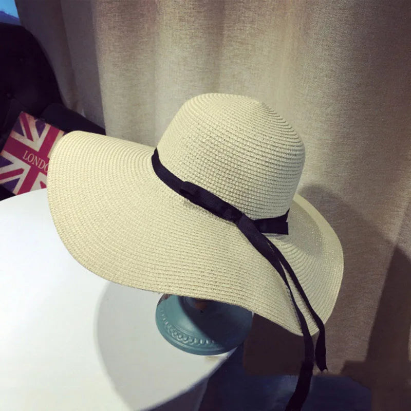 Lightweight Natural Fiber Summer Panama Hat with Ribbon