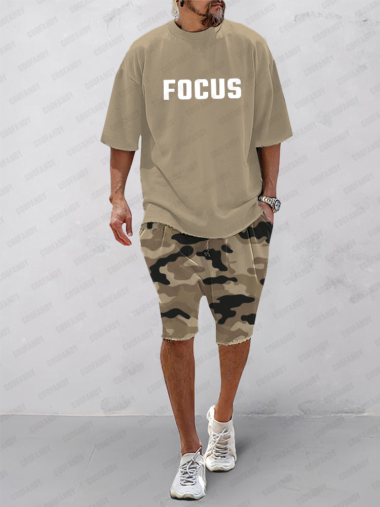 Men’s Camo Print 2-Piece Set | Street Style Oversized T-Shirt & Shorts