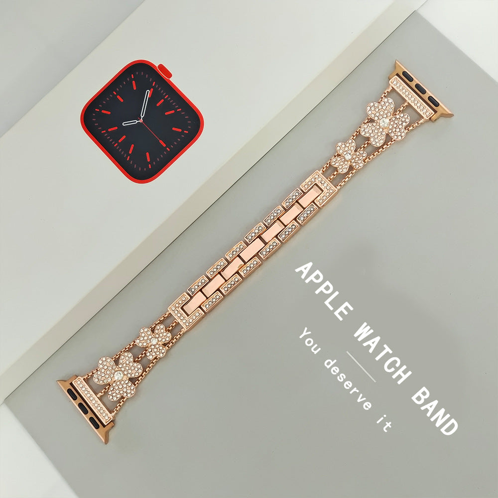 Glittering Flower Crystal Apple Watch Link Bracelet