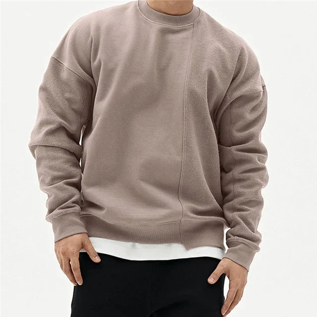 Oscar Oversized Crewneck Sweatshirt | Ribbed Side Slits Hip-Length Crewneck Sweatshirt
