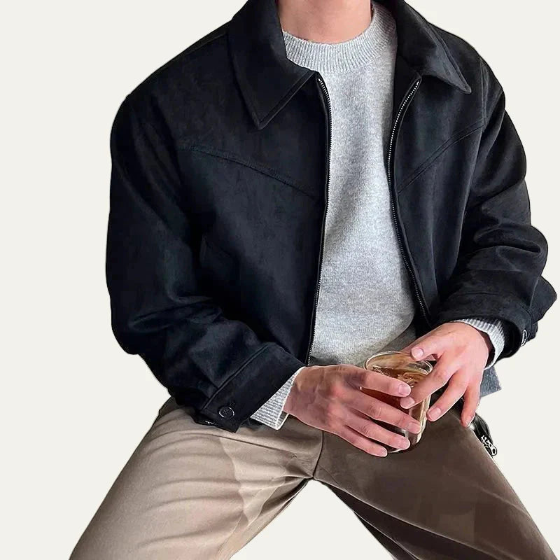 Men’s Elegant Loose Lapel Zipper Jacket