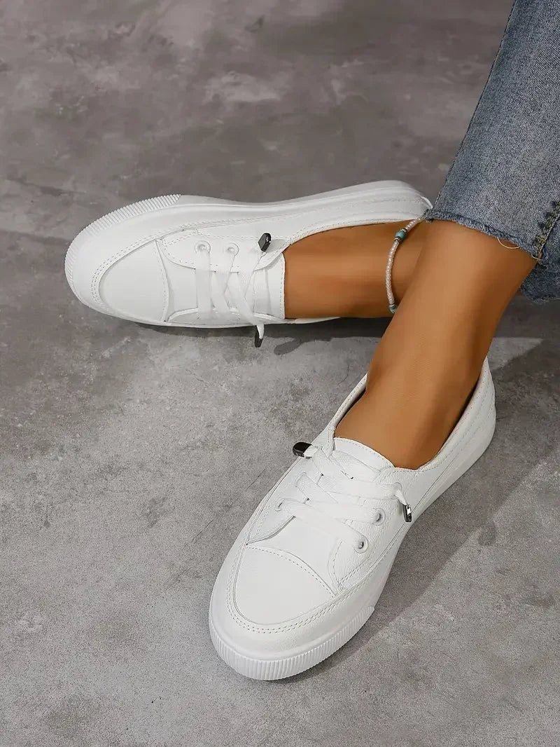 Comfy Women's Lace Up Round Toe Flats - BritishElegance