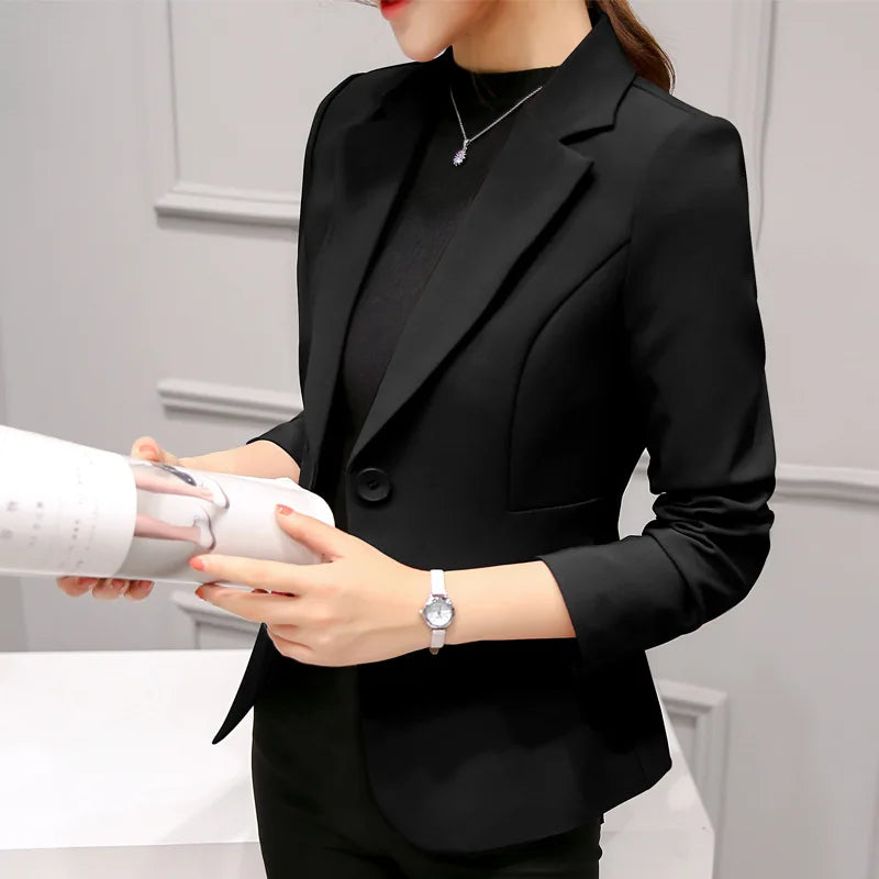 Classic Fit Navy Blue Business Jacket for Women