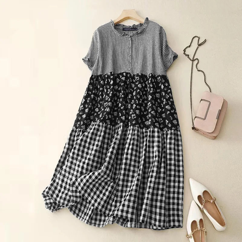 Classic Red Checked Long Dress