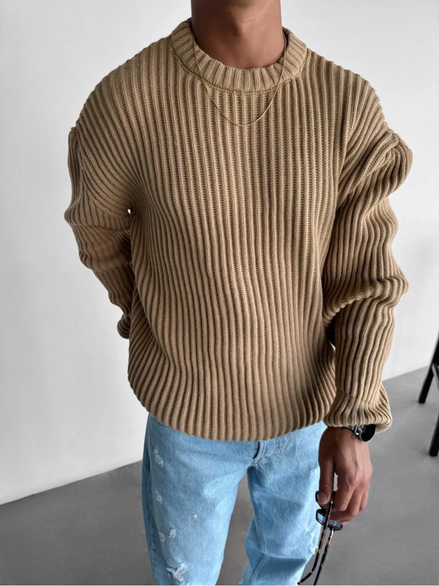 Big Warm Cable Knit Brown Sweater - BritishElegance