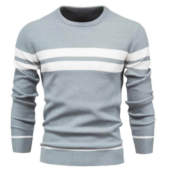 Comfy Winter Striped Crew Neck Sweater