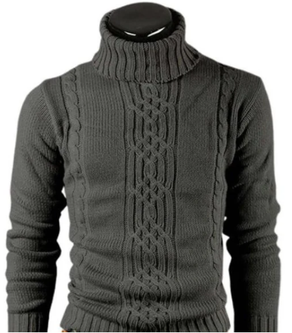 Men's Traditional Cable Knit Turtleneck Sweater
