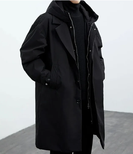 Men's plus size hooded trench coat