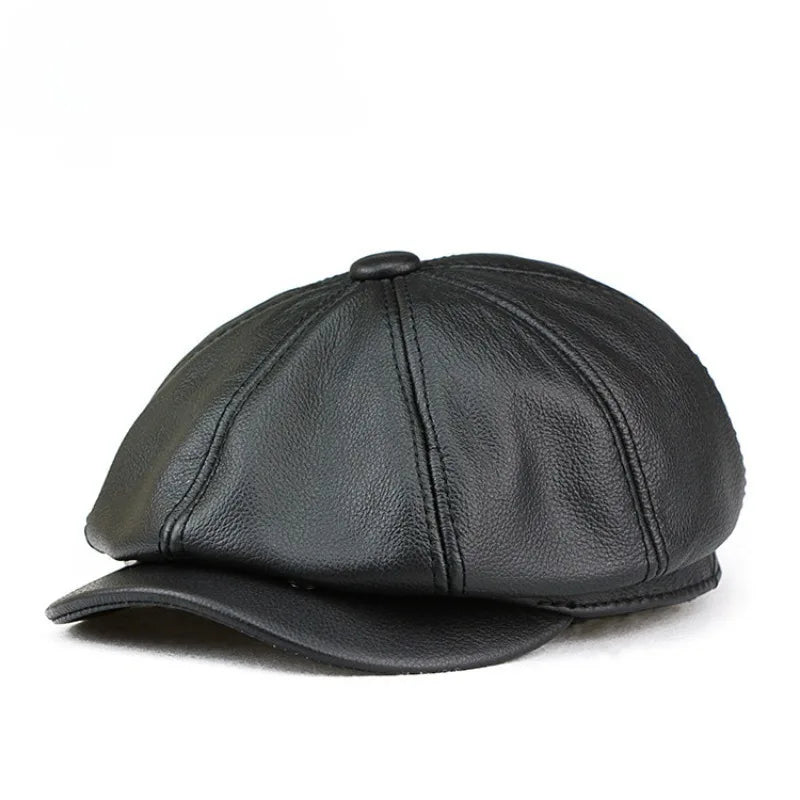 Large Genuine Leather Newsboy Cap XXL