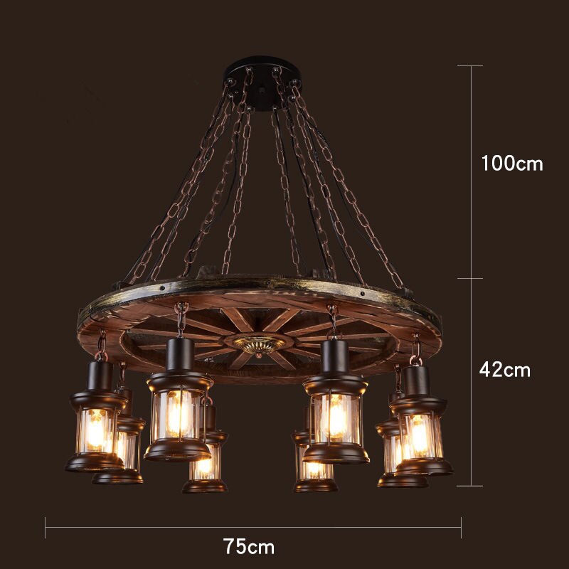 Rustic Metal Wood LED Ceiling Lamp