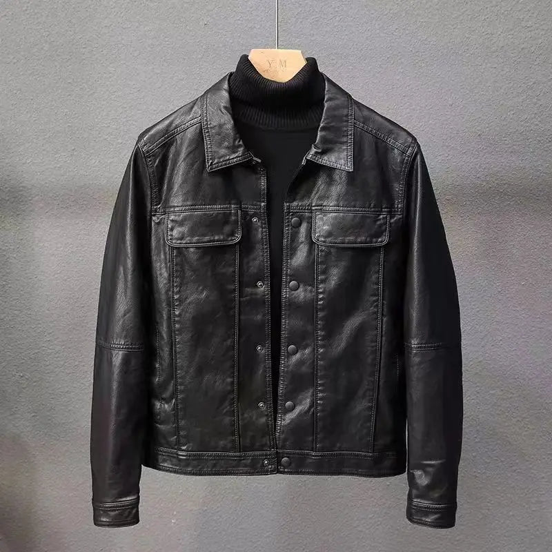 Slim Fit Men's PU Leather Bike Jacket
