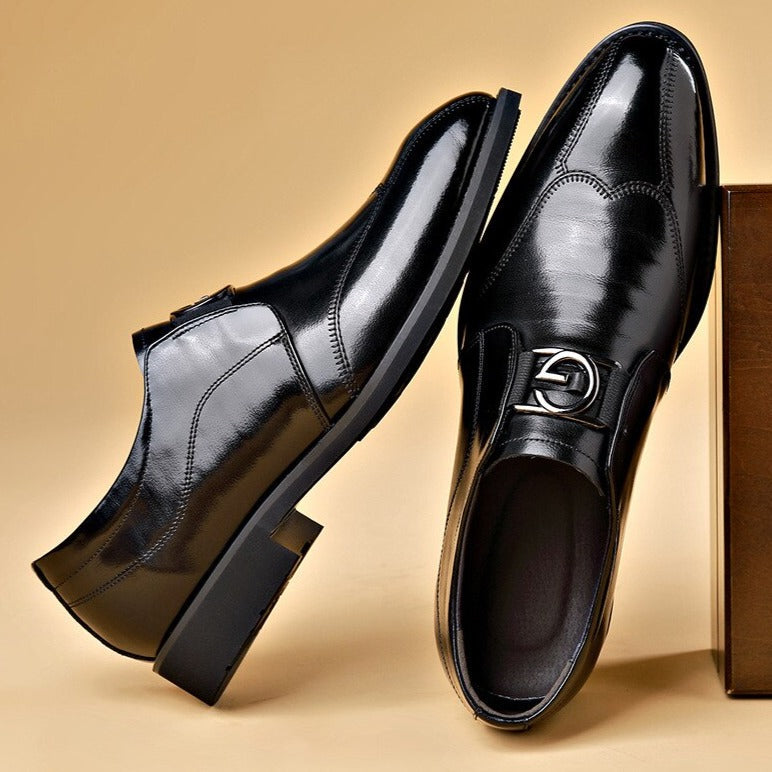 Classic Black Dress Slip-On Shoes - BritishElegance
