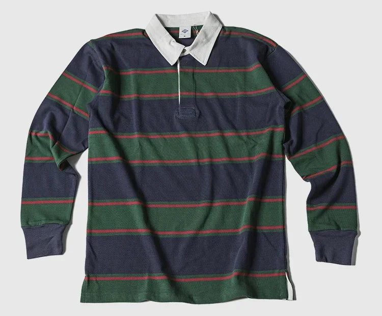 Classic Striped Preppy Polo Shirt Men's Long Sleeve Tee