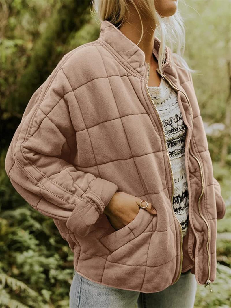 Warm Padded Zip Up Quilted Jacket