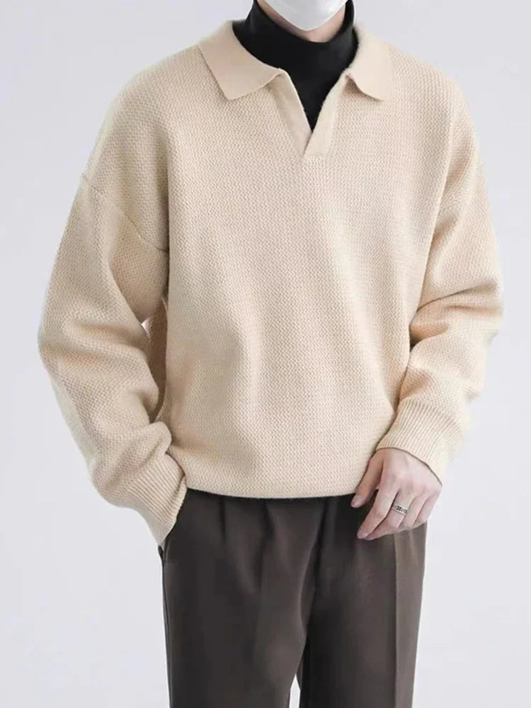 Retro 90s V Neck Crew Neck Men Sweater