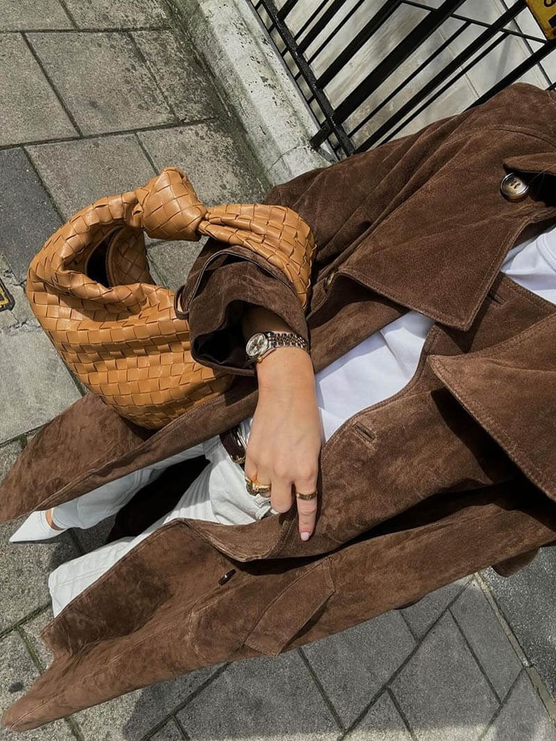 Women’s Elegant Suede Trench Coat