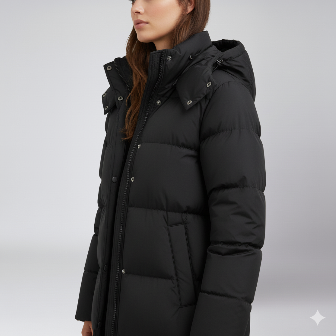 Liezel | Puffer Jacket - Long Hooded Quilted Winter Outerwear for Women