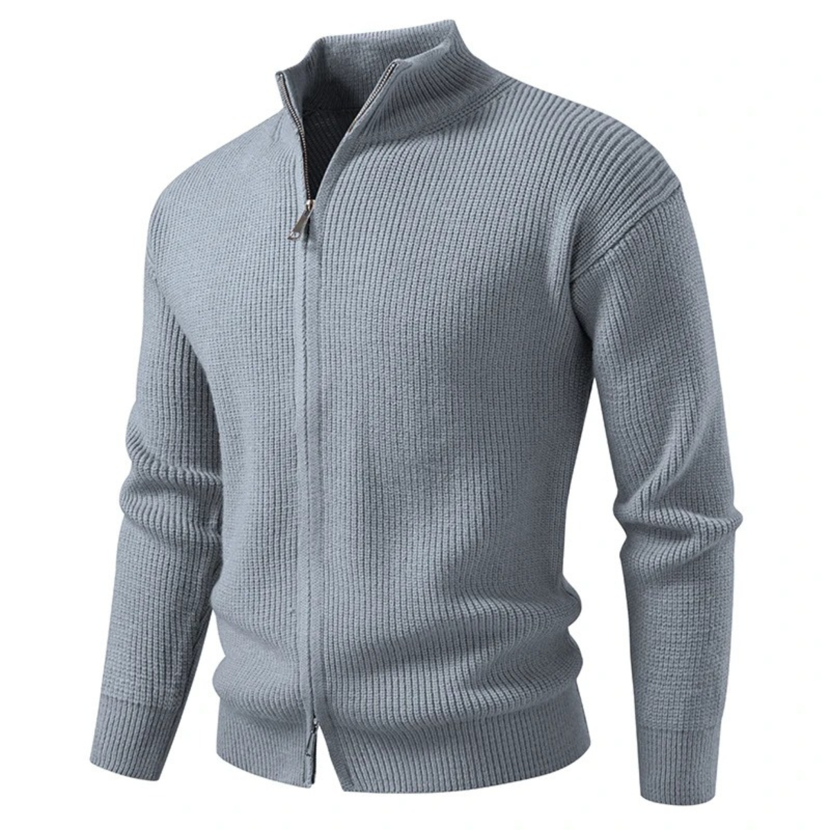 Men’s Winter Chunky Ribbed Zip-Up Cardigan
