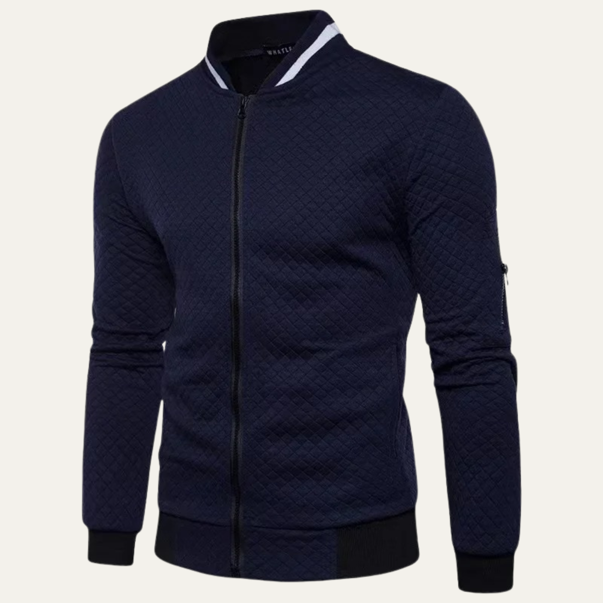 Men’s Quilted Stripe-Collar Bomber Jacket