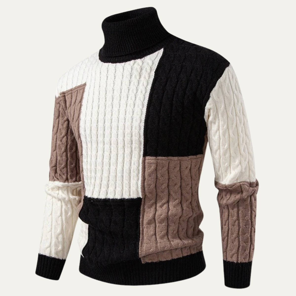 Men’s Color-Block Turtleneck Sweater