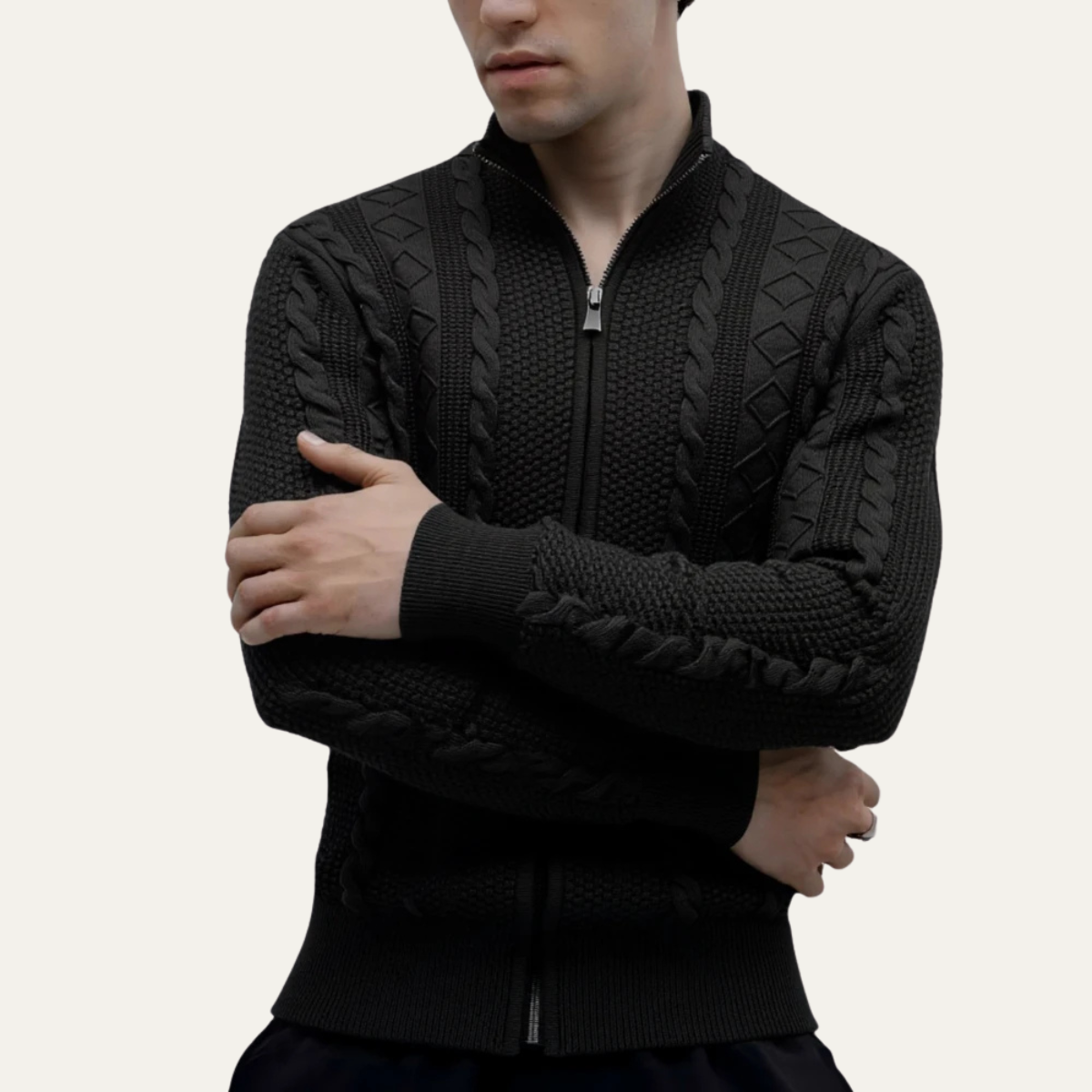 Men’s Cable Knit Full Zip Cardigan