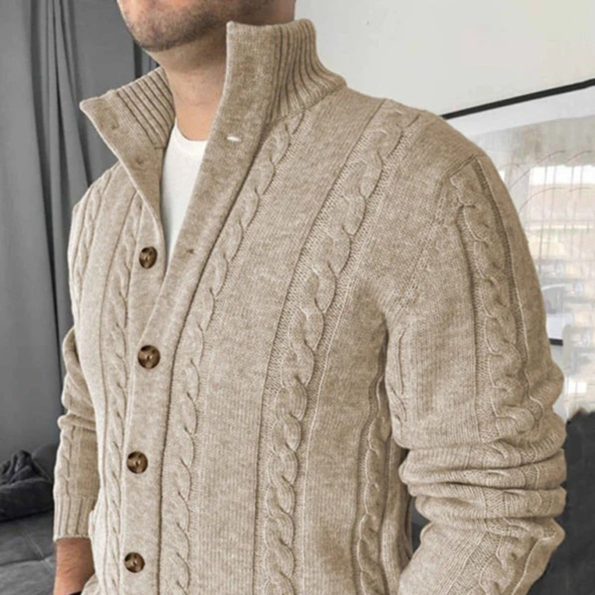 Men’s Classic Shawl-Collar Cardigan