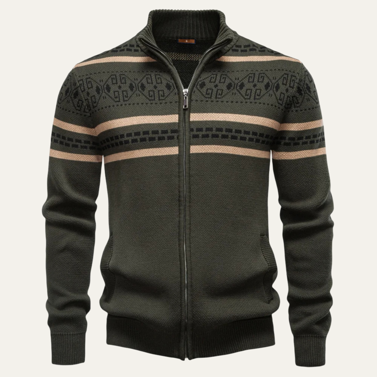 Men’s Full-Zip Cardigan with Fair Isle Patterns