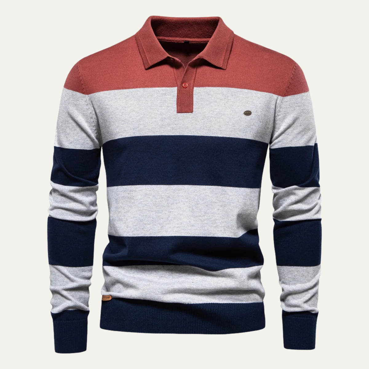 Men’s Color-Block Knit Polo Sweater