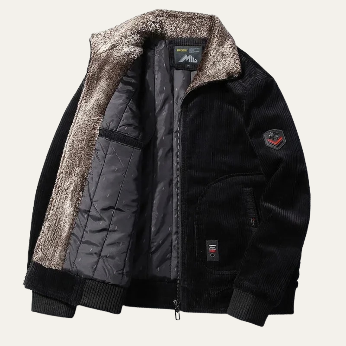 Men’s Corduroy Sherpa-Lined Fleece Bomber Jacket