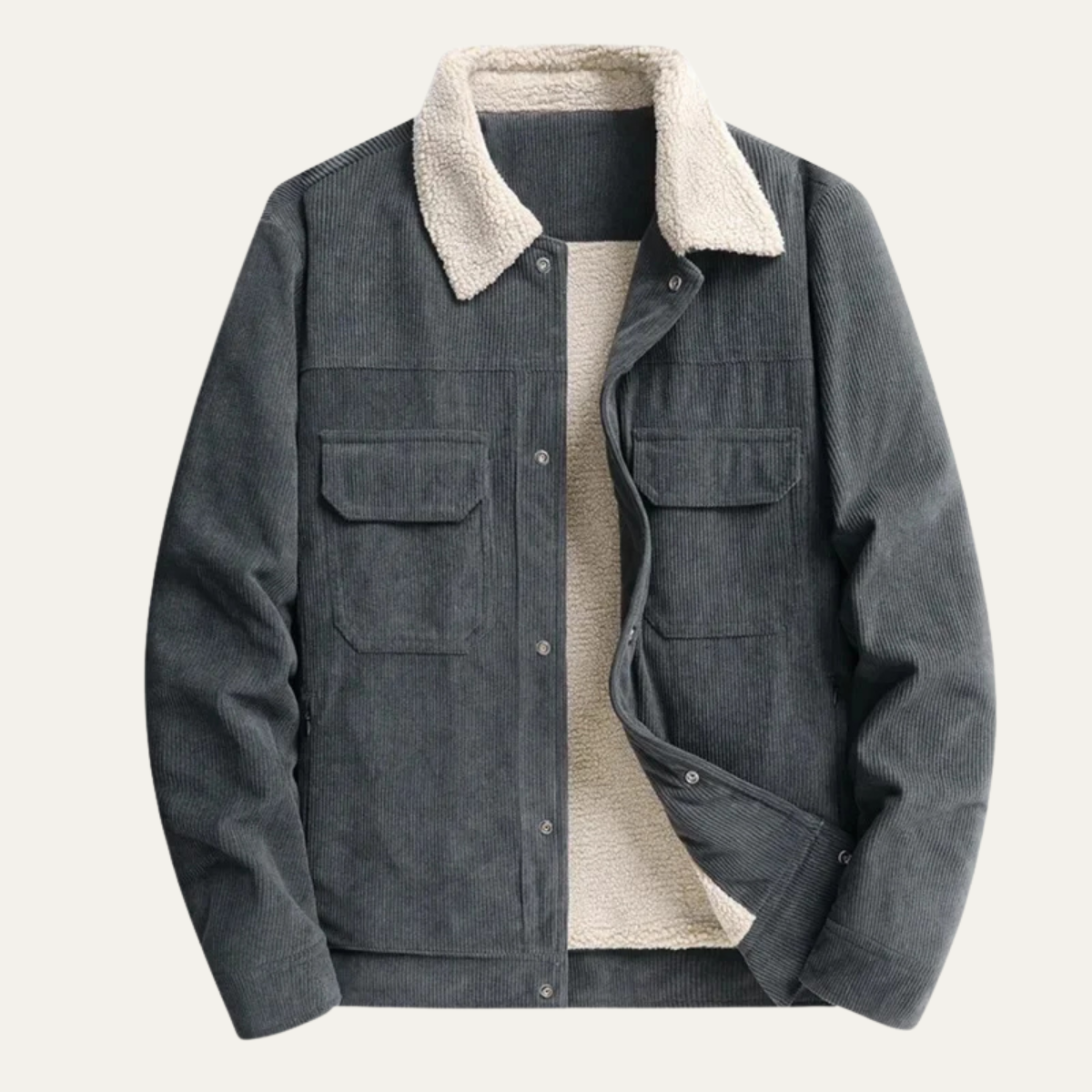 Men’s Corduroy Trucker Jacket with Faux-Shearling Lining