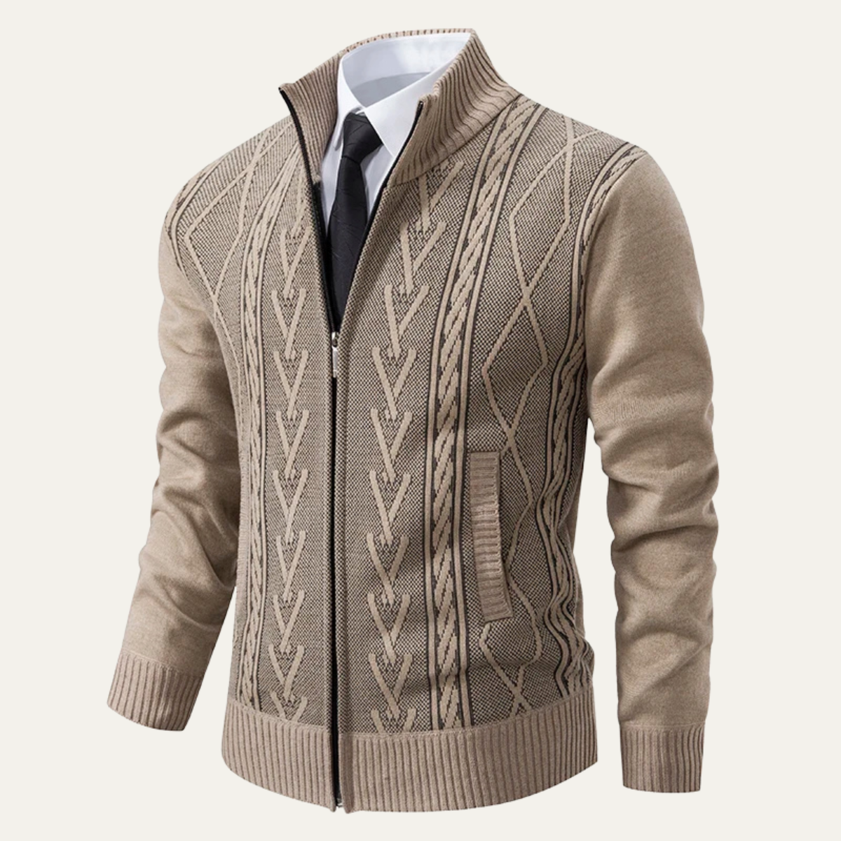 Men’s Classic Cable Knit Mock Neck Sweater