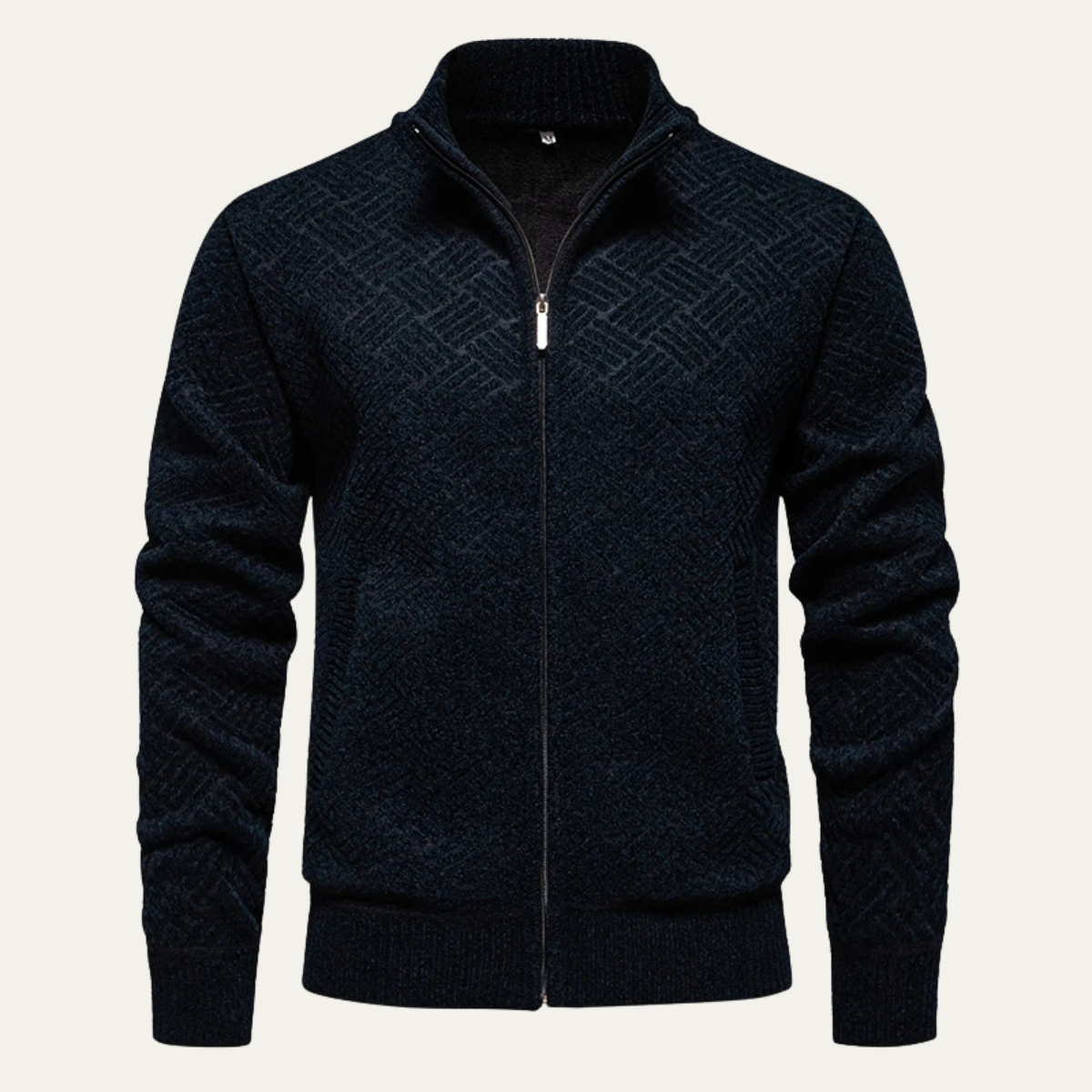 Men’s Zip-Up Cardigan with Textured Pattern