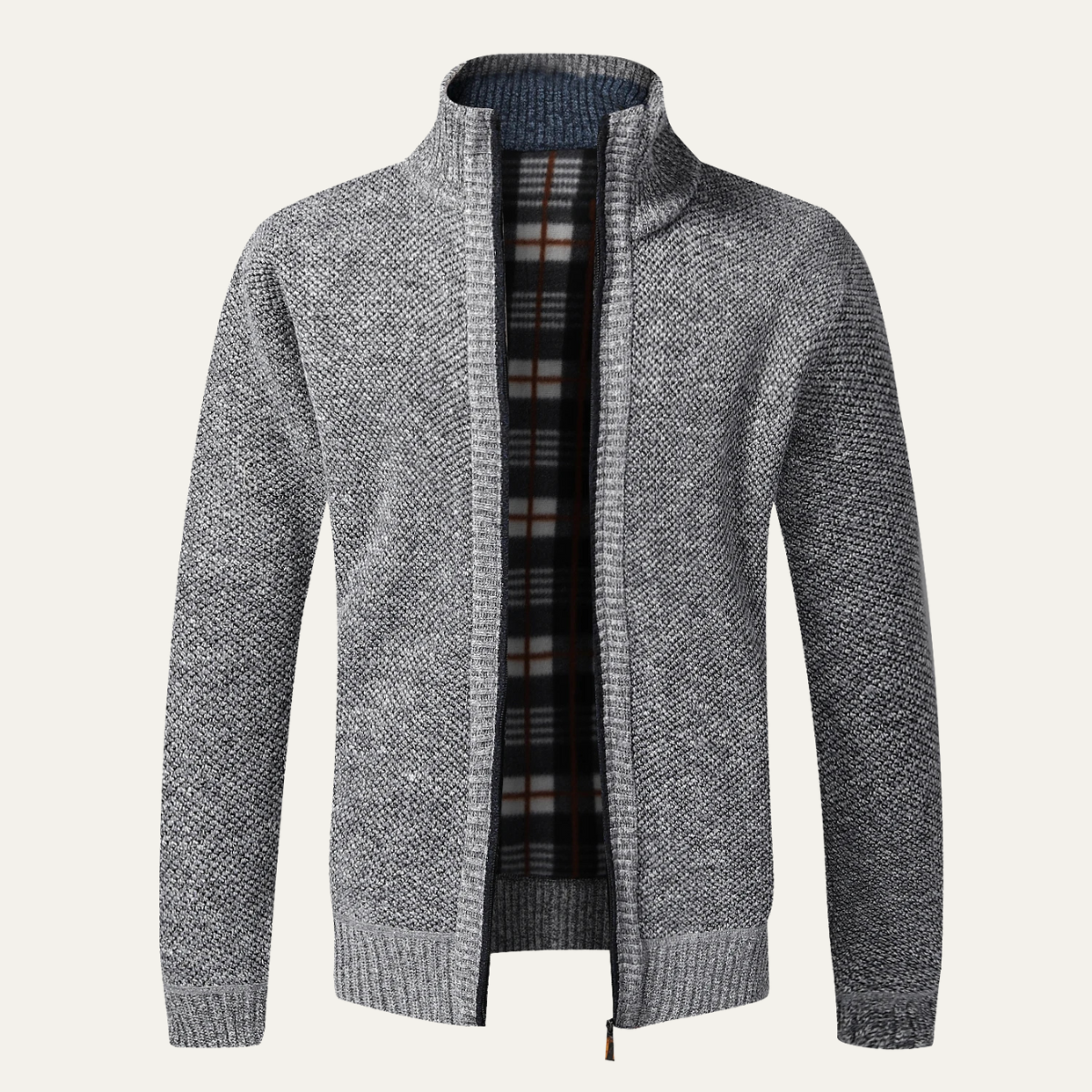 Men’s Textured Knit Full-Zip Cardigan Sweater