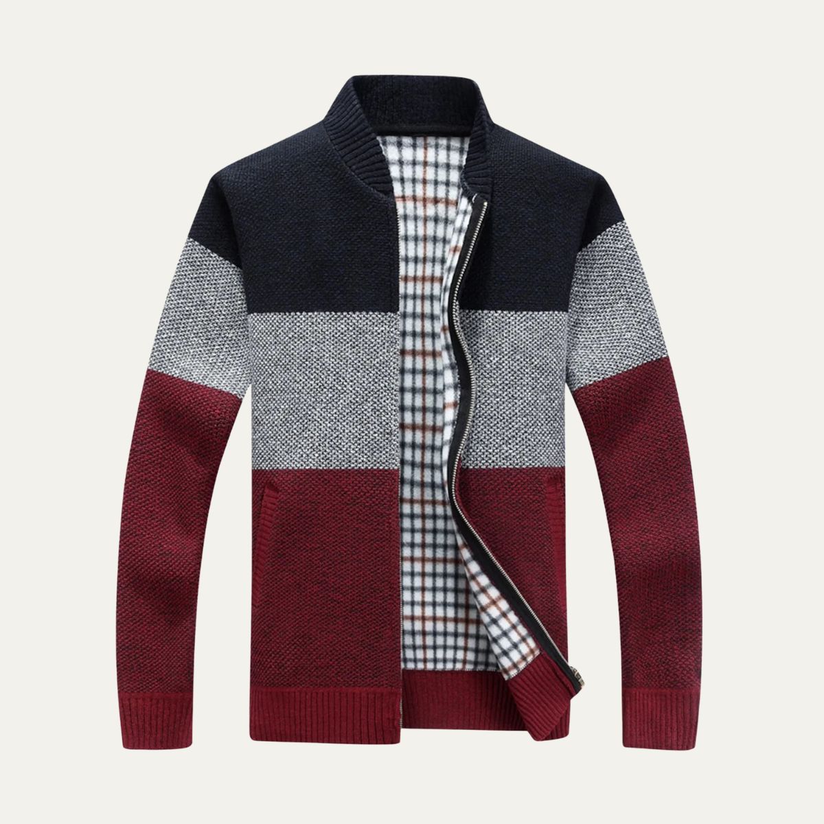 Men’s Color-Block Knit Zip Jacket