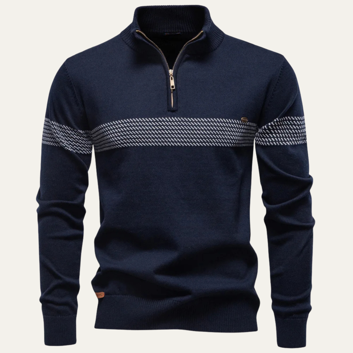 Men’s Quarter Zip Patterned Chest Sweater