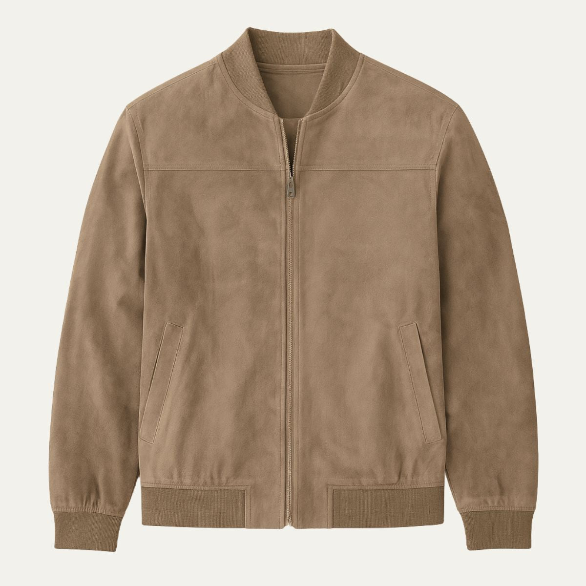 Men’s Suede Stand Collar Bomber Jacket