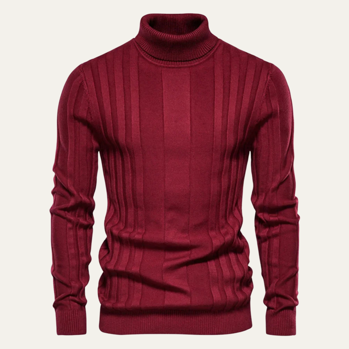 Men’s Vertical Ribbed Turtleneck Sweater