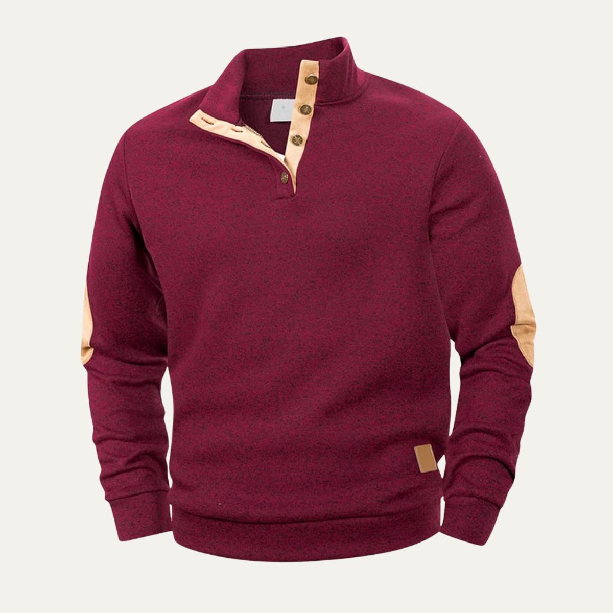 Men’s Mock Neck Suede Trim Pullover