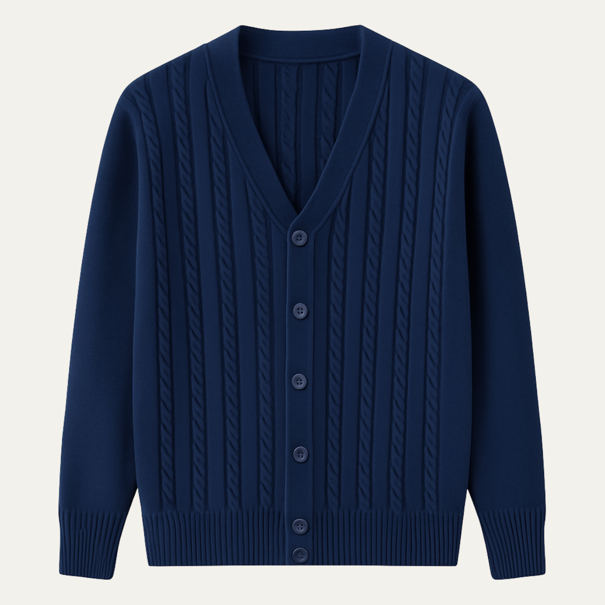 Men’s V-Neck Cardigan with Ribbed Knit