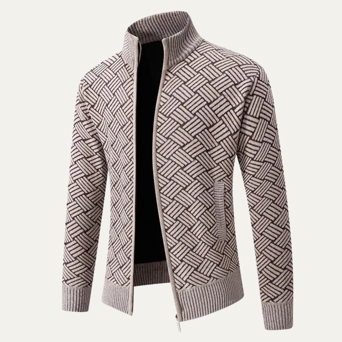 Men’s Zip-Up Knit Sweater Jacket