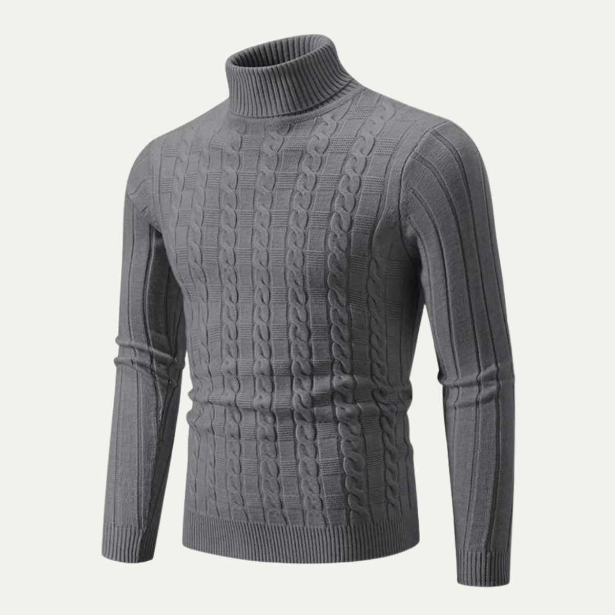 Men’s Mixed Knit Turtleneck Sweater