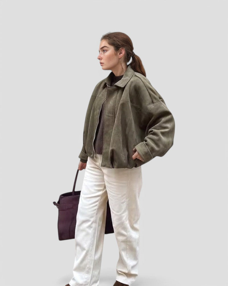 Women’s Faux Suede Collared Jacket