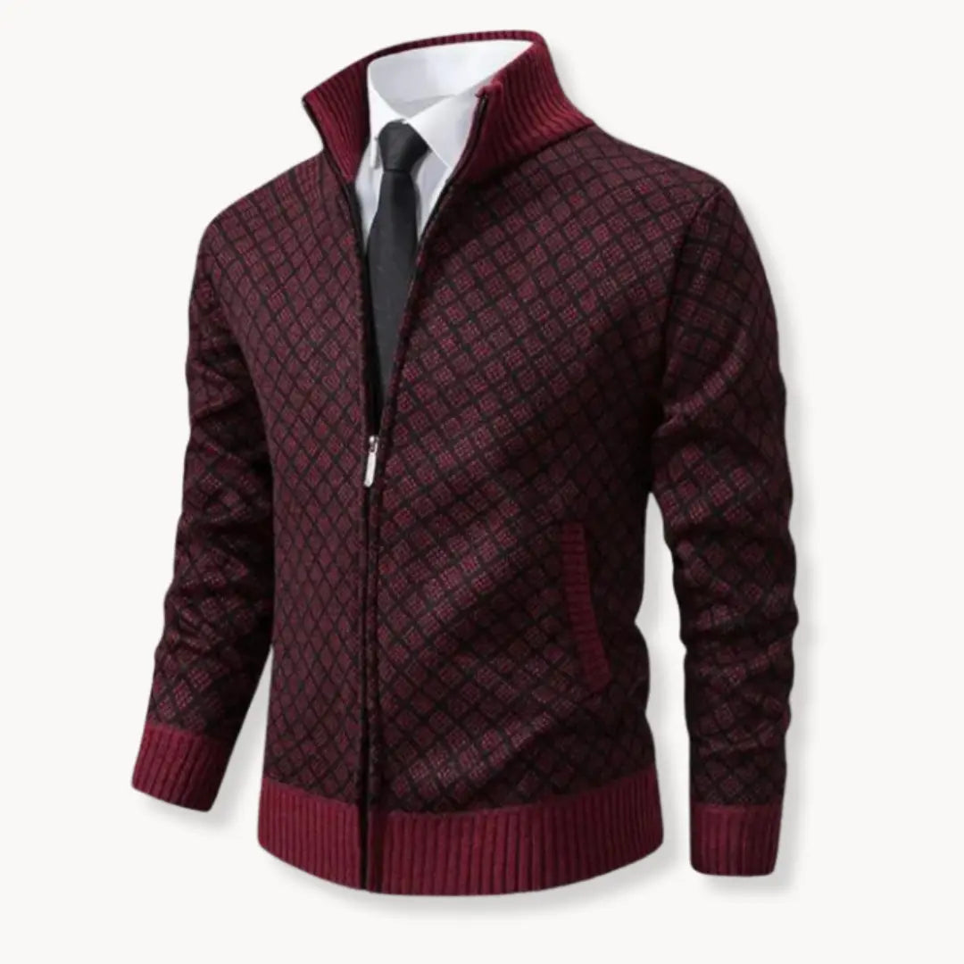 Men's Stylish Patterned Zip Up Sweater Jacket